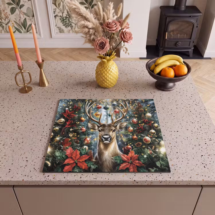 Induction hob protector - Christmas party - Pine forest - Red — 3