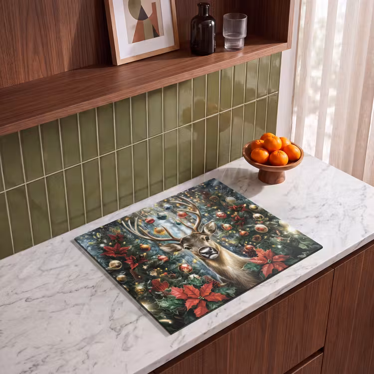 Induction hob protector - Christmas party - Pine forest - Red — 4