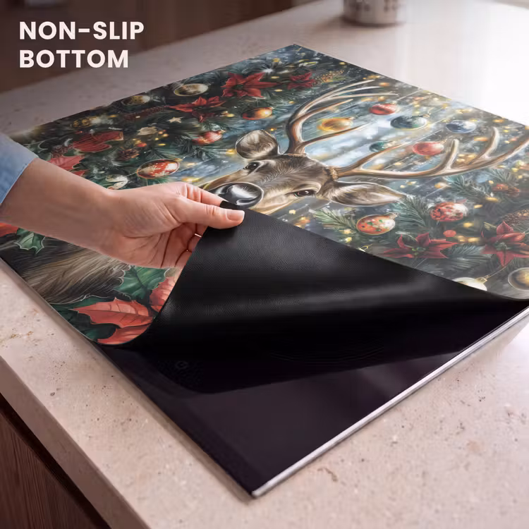 Induction hob protector - Christmas party - Pine forest - Red — 5