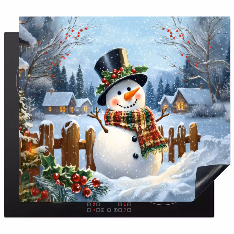 Induction hob protector - Snowman - Winter Village - Colorful — 1