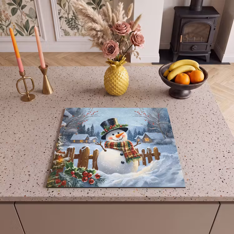 Induction hob protector - Snowman - Winter Village - Colorful — 3