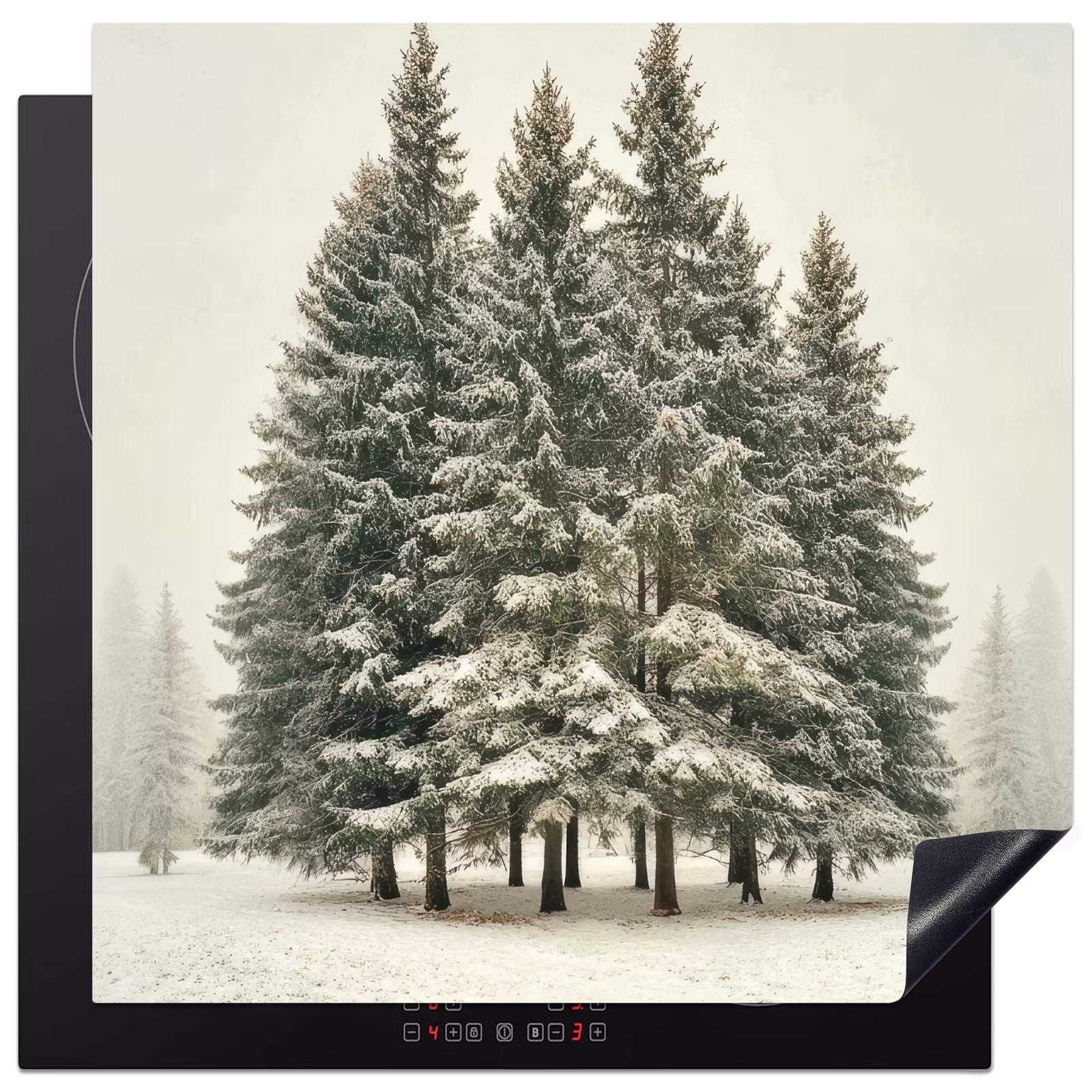 Induction hob protector - Trees - Snow - White — 1