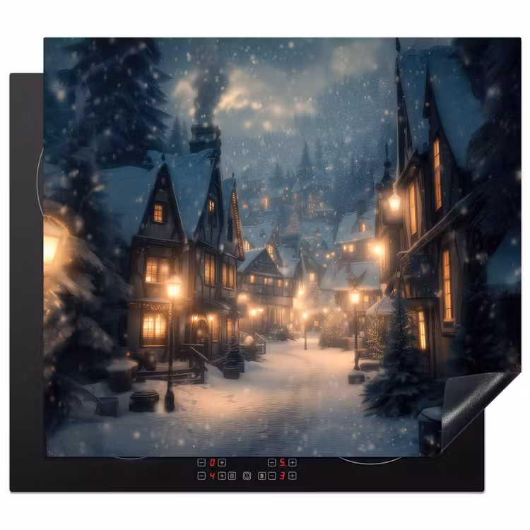 Induction hob protector - Winter Village - Snow - Dark — 1