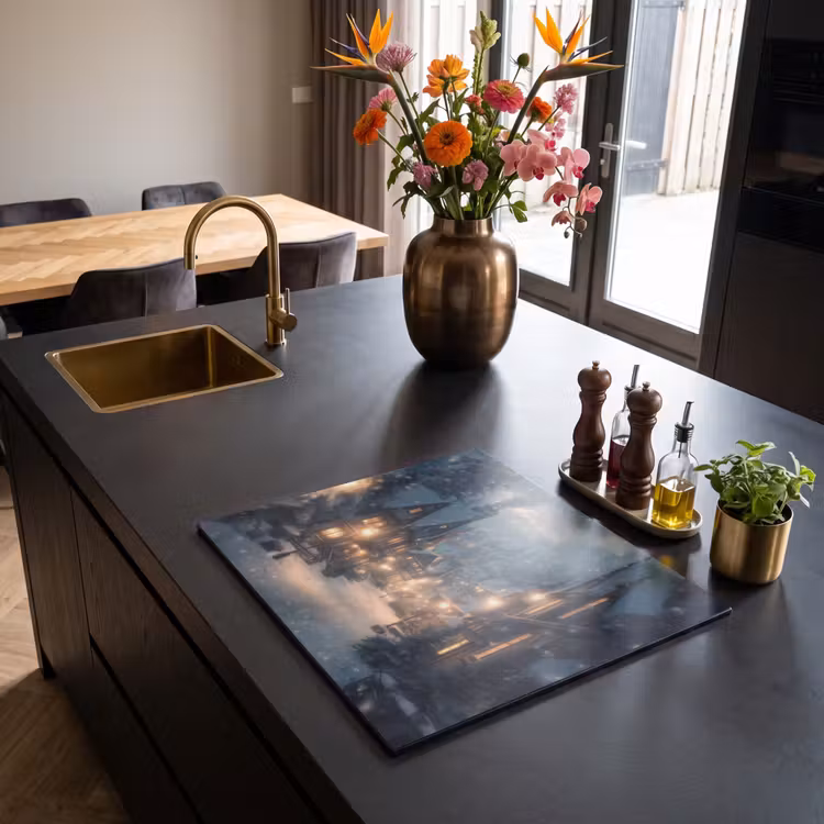 Induction hob protector - Winter Village - Snow - Dark — 2