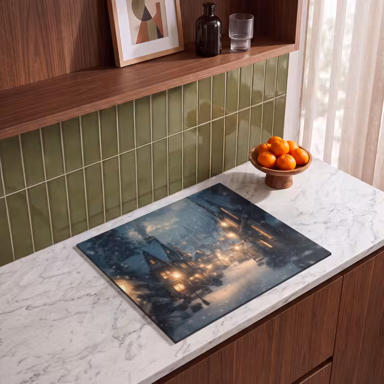 Induction hob protector - Winter Village - Snow - Dark — 4