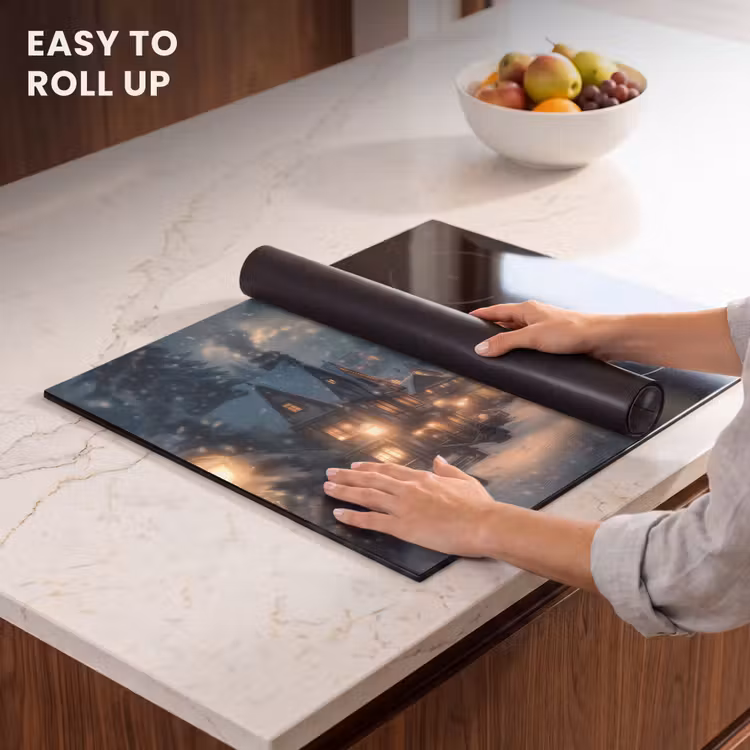 Induction hob protector - Winter Village - Snow - Dark — 6