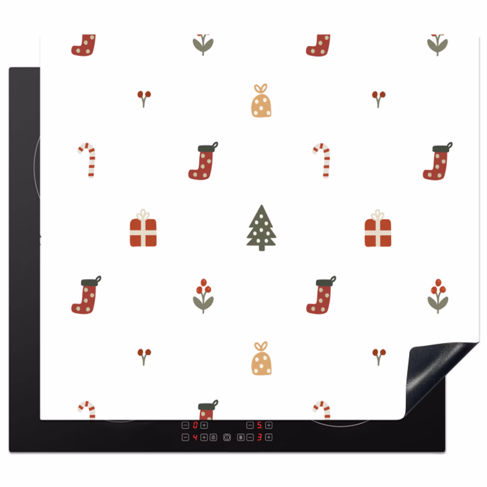 Induction hob protector - Illustration - Christmas symbols - White — 1