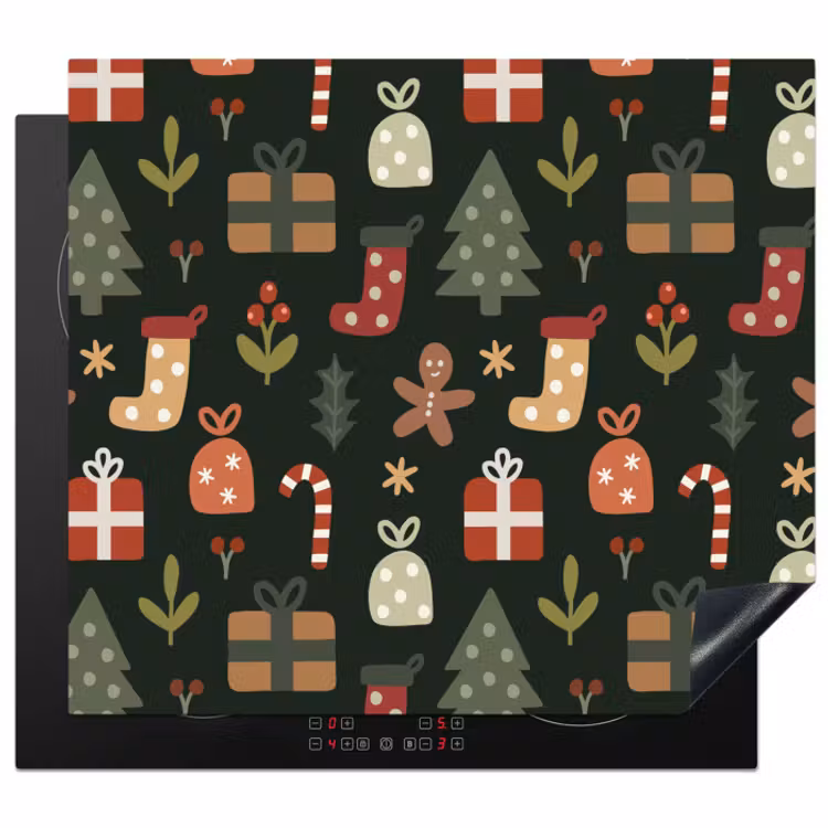 Induction hob protector - Illustration - Christmas figures - Green — 1