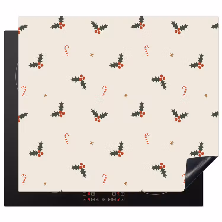 Induction hob protector - Illustration - Holly branches - Azure sticks - Beige — 1
