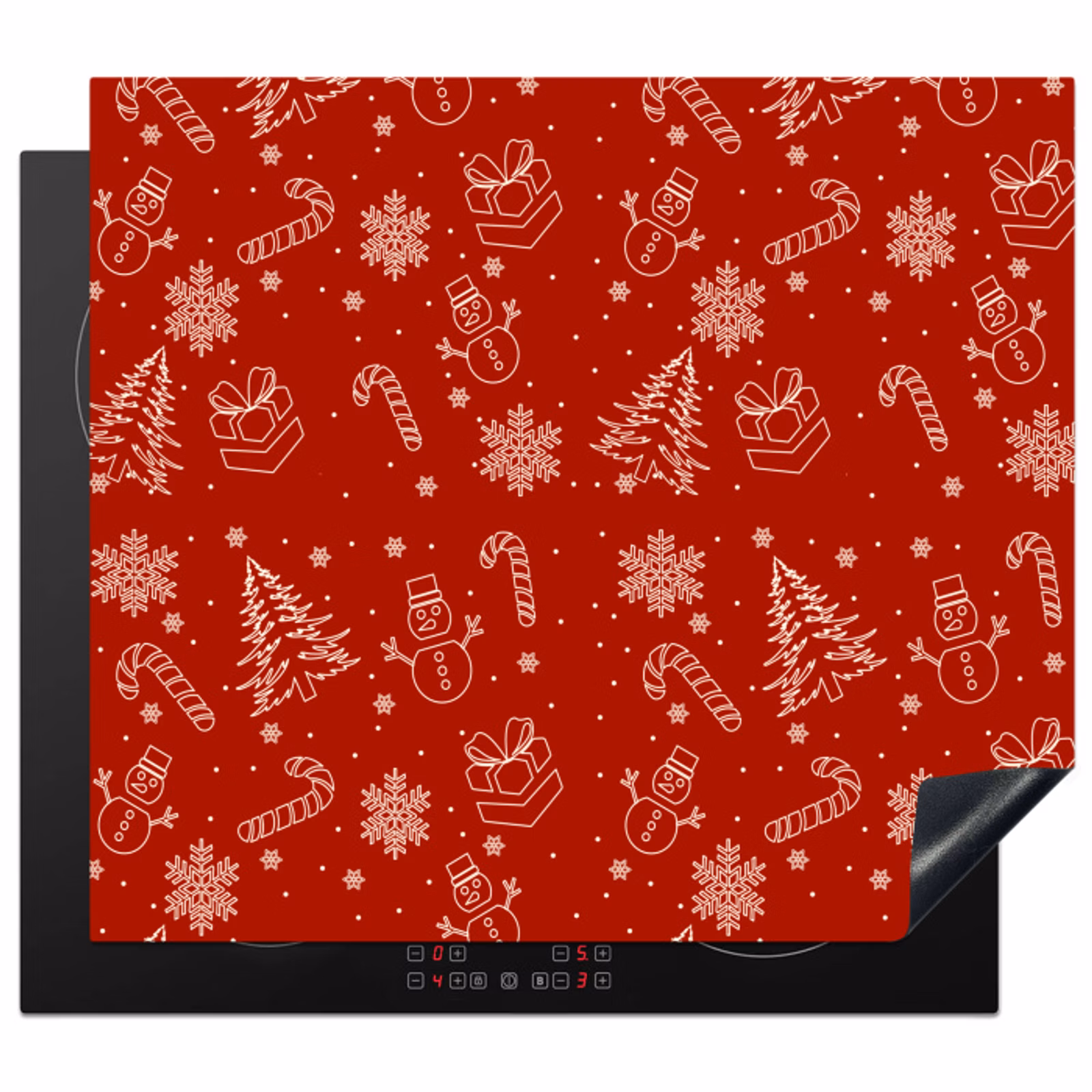 Induction hob protector - Illustration - Christmas symbols - Red — 1