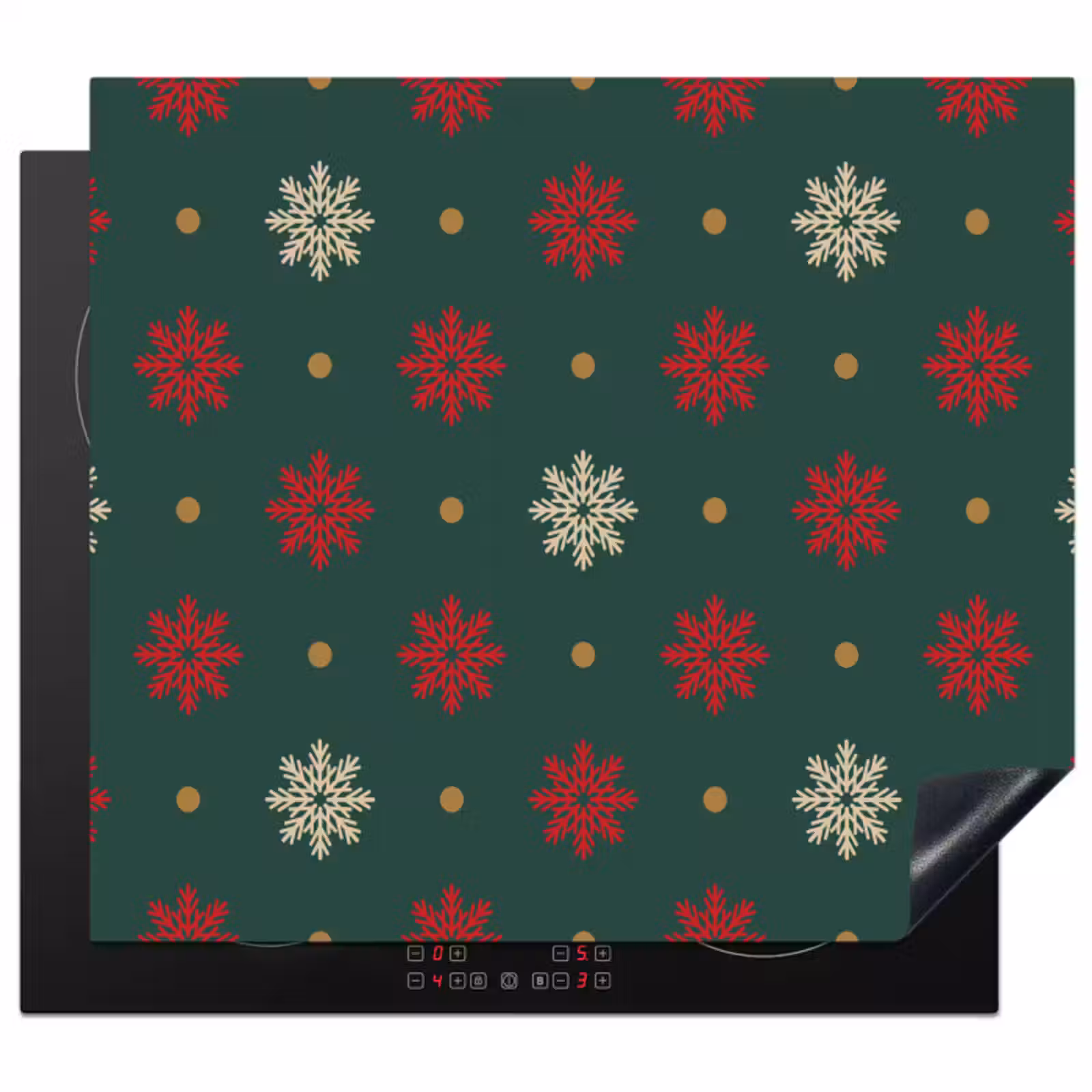 Induction hob protector - Illustration - Snowflakes - Green — 1