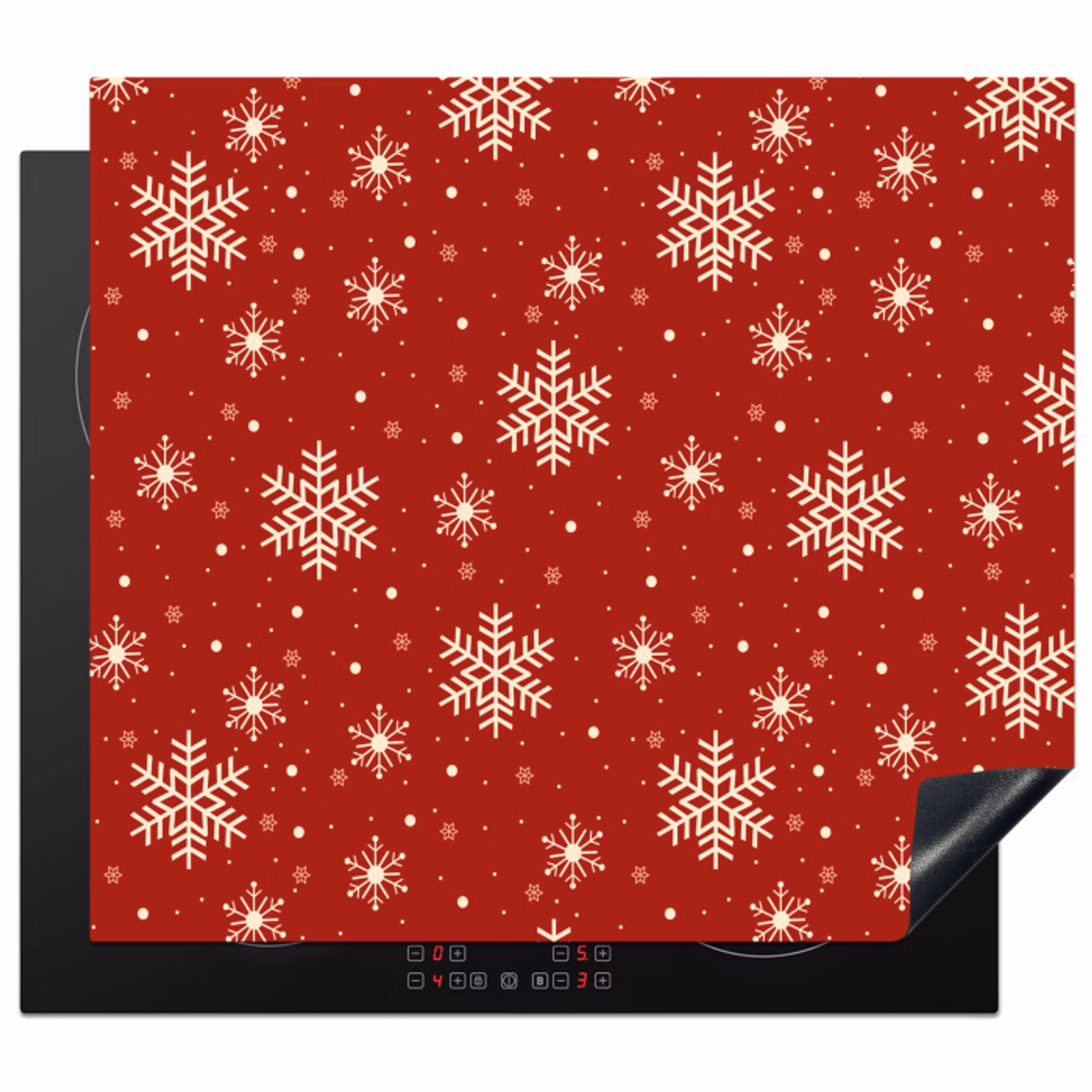 Induction hob protector - Illustration - Snowflakes - Red — 1