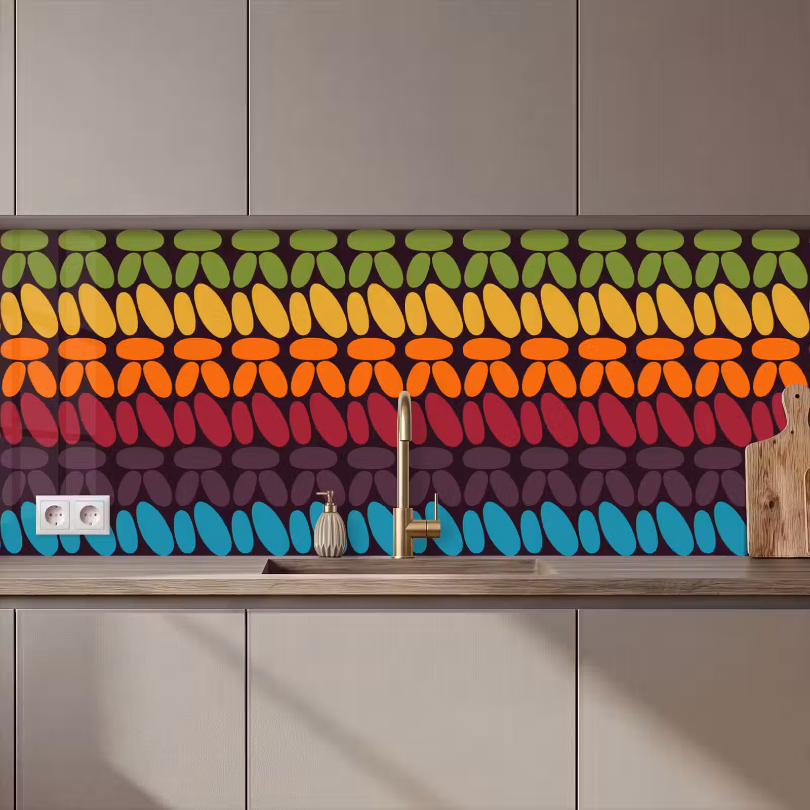 Kitchen splashback - Crochet patterns - Retro - Rainbow — 1