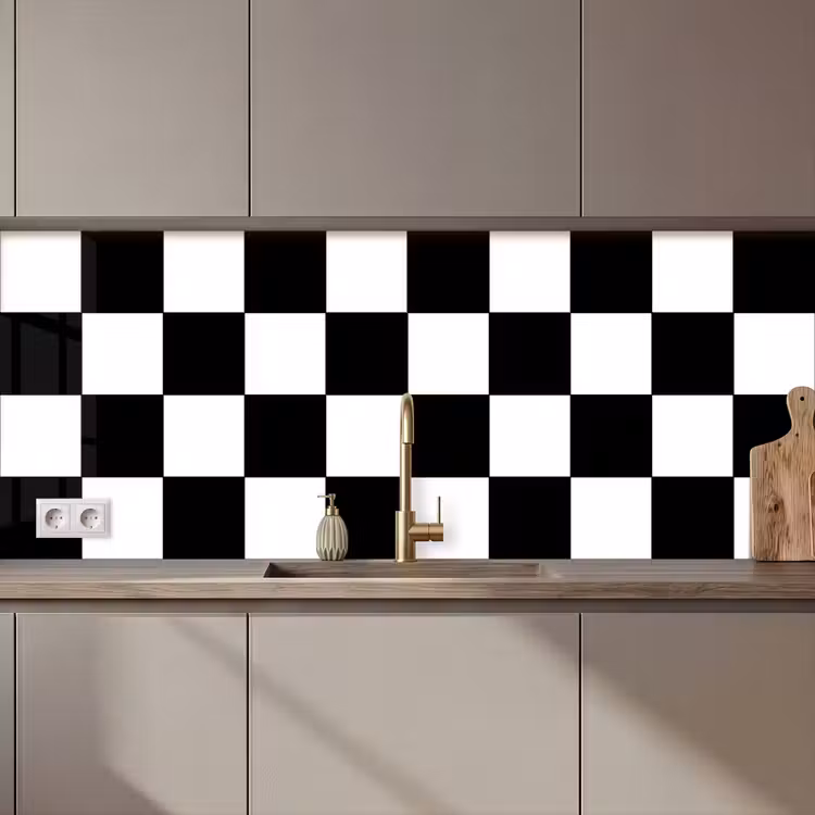 Kitchen splashback - Chessboard - Patterns - Black and White — 1