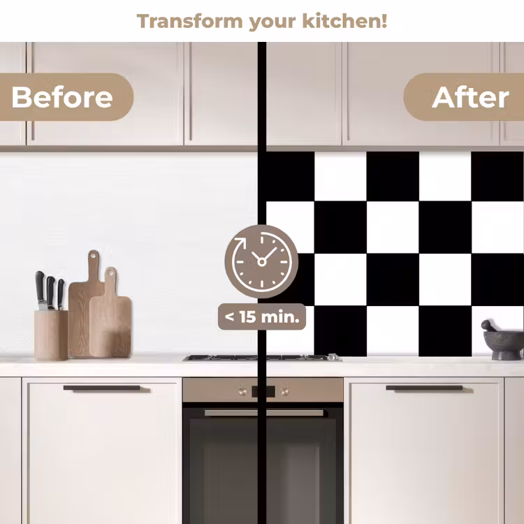Kitchen splashback - Chessboard - Patterns - Black and White — 3