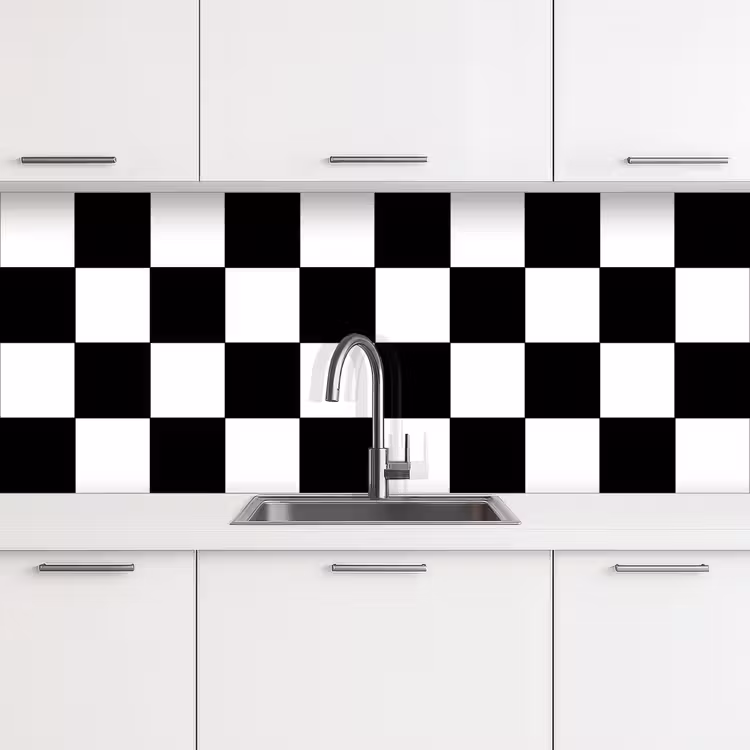 Kitchen splashback - Chessboard - Patterns - Black and White — 4