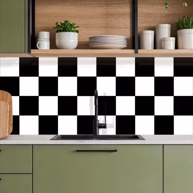Kitchen splashback - Chessboard - Patterns - Black and White — 8