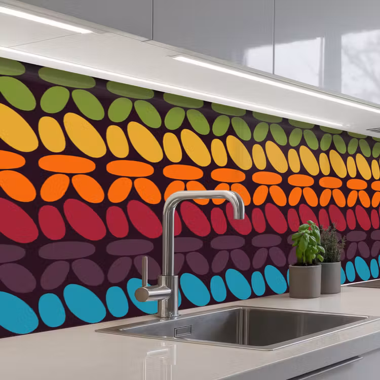 Kitchen splashback - Crochet patterns - Retro - Rainbow — 2
