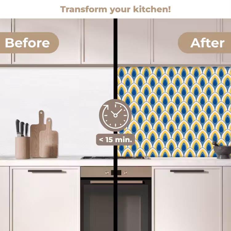 Kitchen splashback - Design - Pattern - Retro - Yellow - Blue — 3