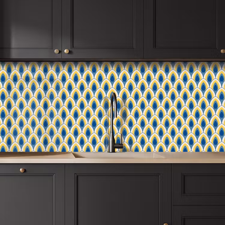 Kitchen splashback - Design - Pattern - Retro - Yellow - Blue — 6