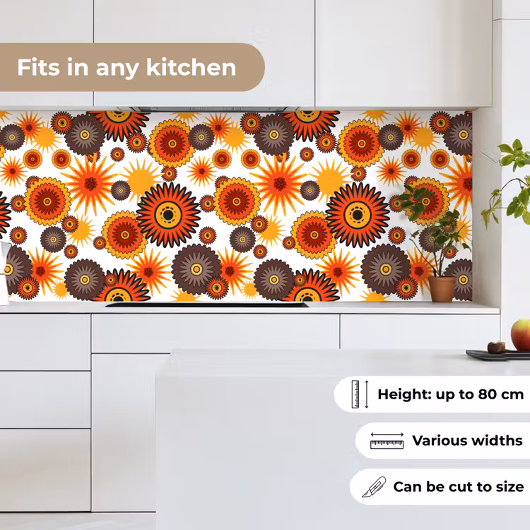 Kitchen splashback - Design - Retro - Orange - Flowers — 7