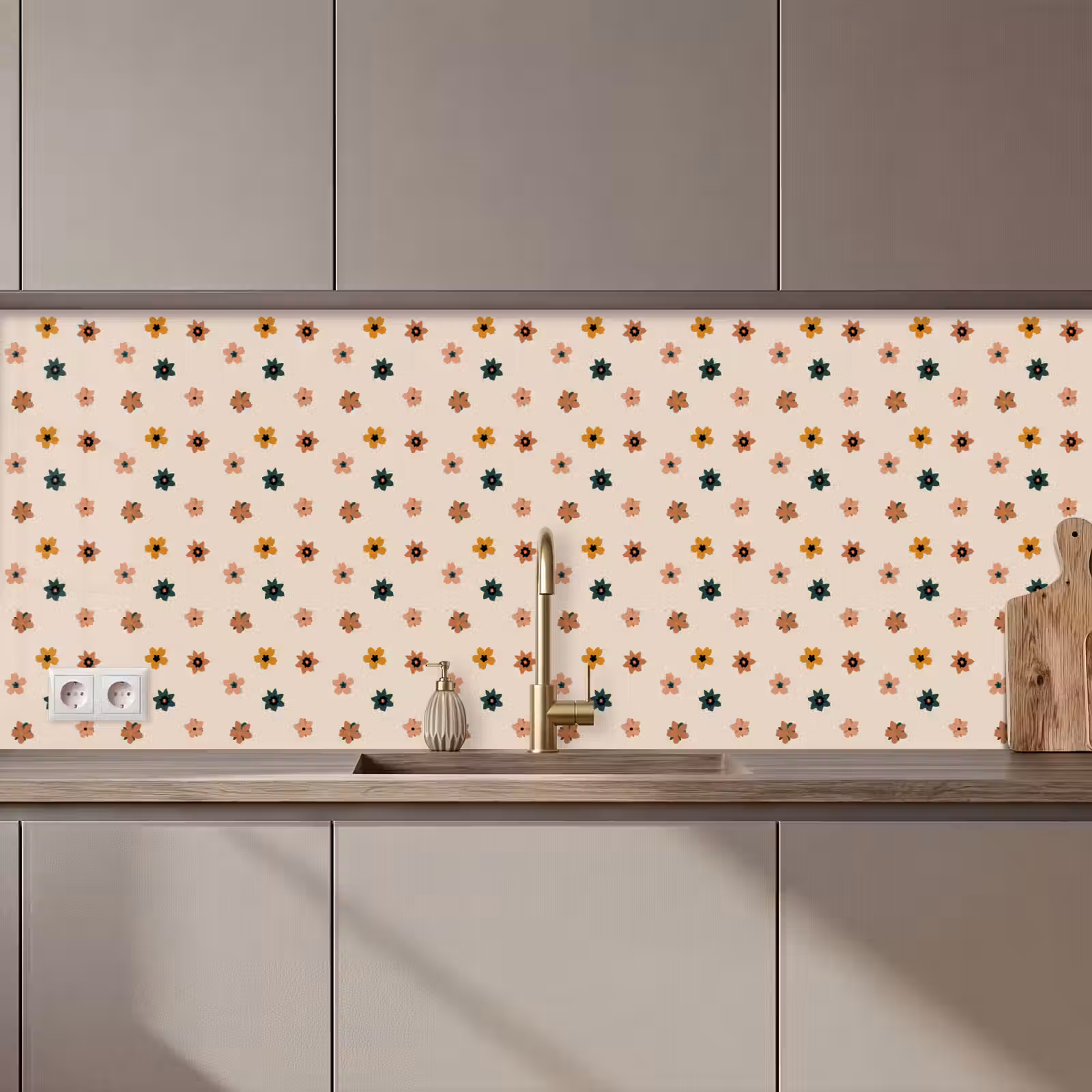 Kitchen splashback - Flowers - Patterns - Polka dots — 1