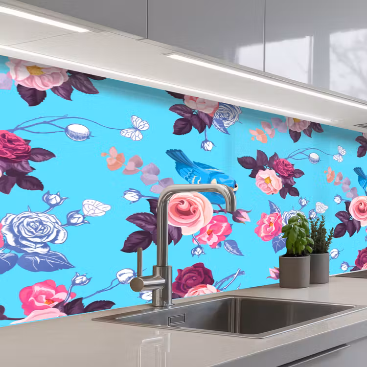 Kitchen splashback - Bird - Flowers - Patterns — 2