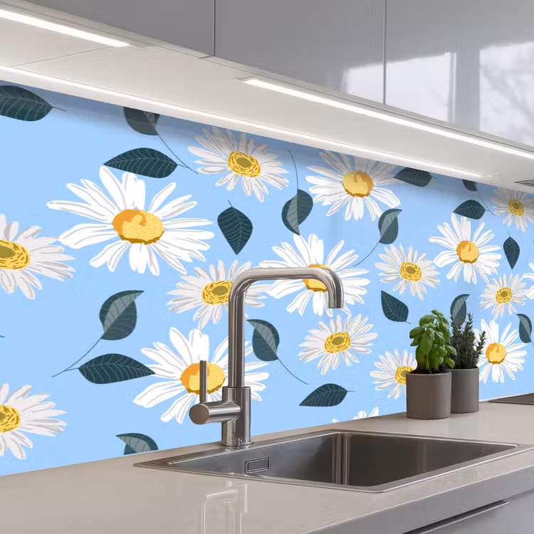 Kitchen splashback - Daisies - Blue - Pattern — 2
