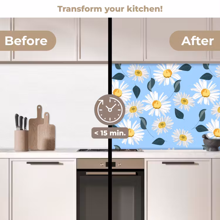Kitchen splashback - Daisies - Blue - Pattern — 3