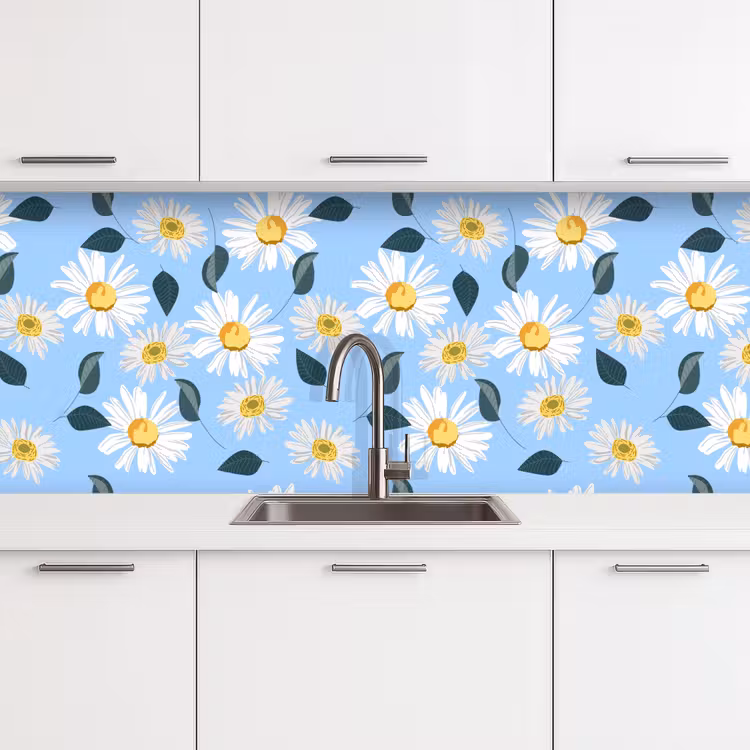 Kitchen splashback - Daisies - Blue - Pattern — 4
