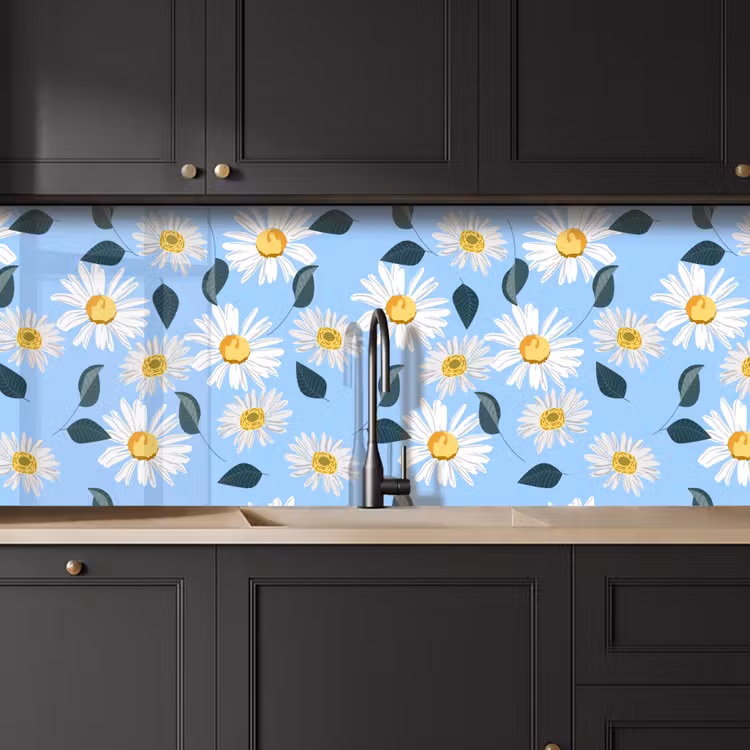 Kitchen splashback - Daisies - Blue - Pattern — 6