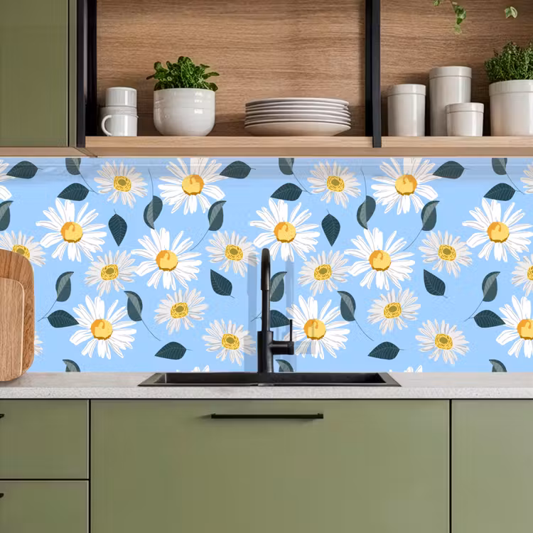 Kitchen splashback - Daisies - Blue - Pattern — 8