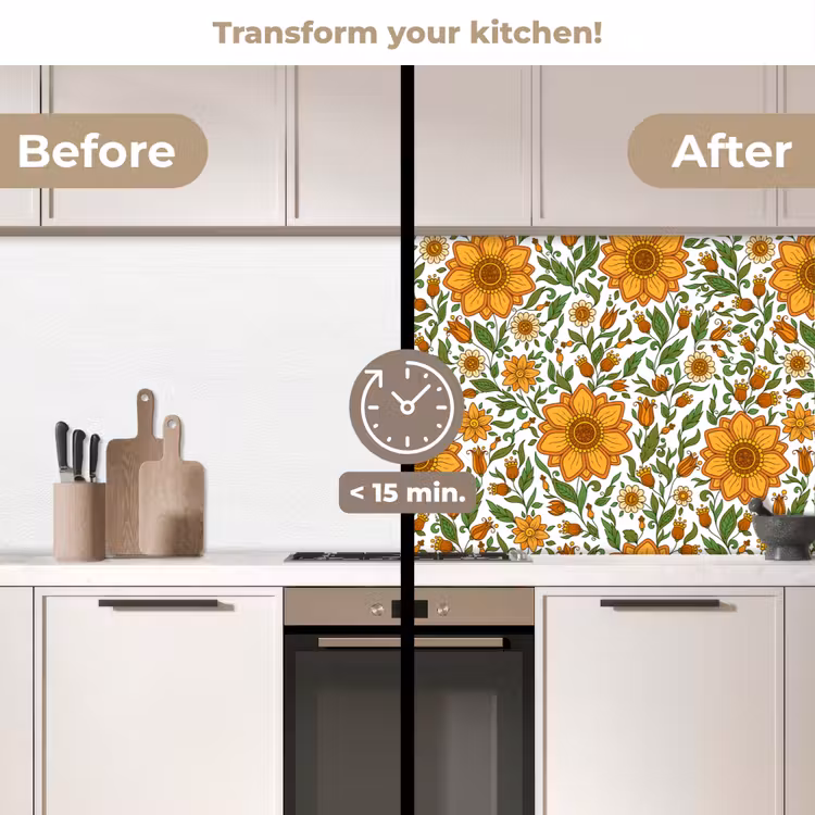 Kitchen splashback - Flowers - Orange - Design — 3