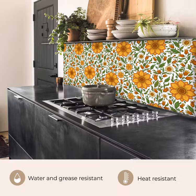 Kitchen splashback - Flowers - Orange - Design — 5