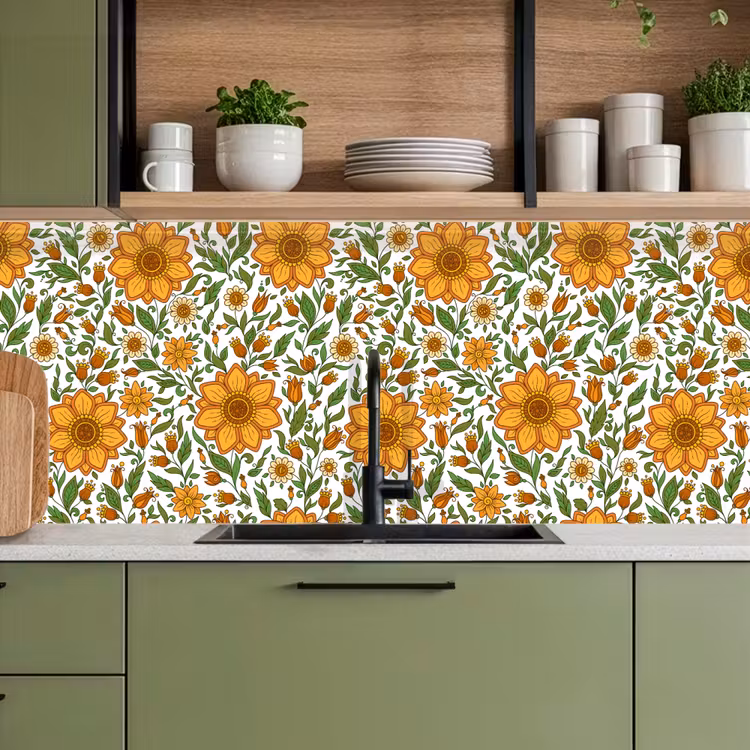 Kitchen splashback - Flowers - Orange - Design — 8