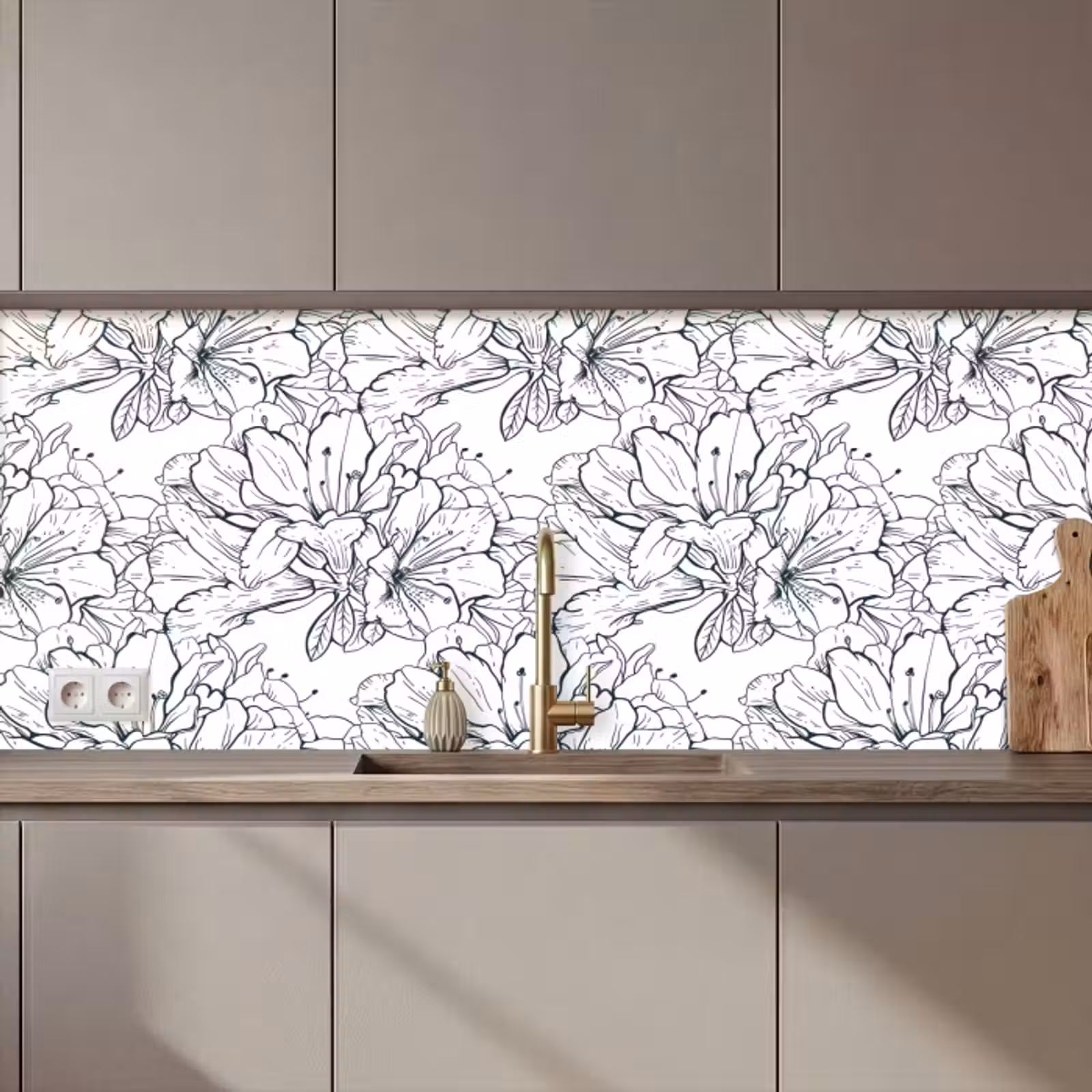 Kitchen splashback - Flowers - Pattern - Line — 1