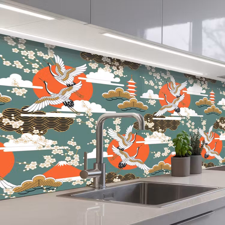 Kitchen splashback - Crane - Sakura - Sun - Patterns — 2
