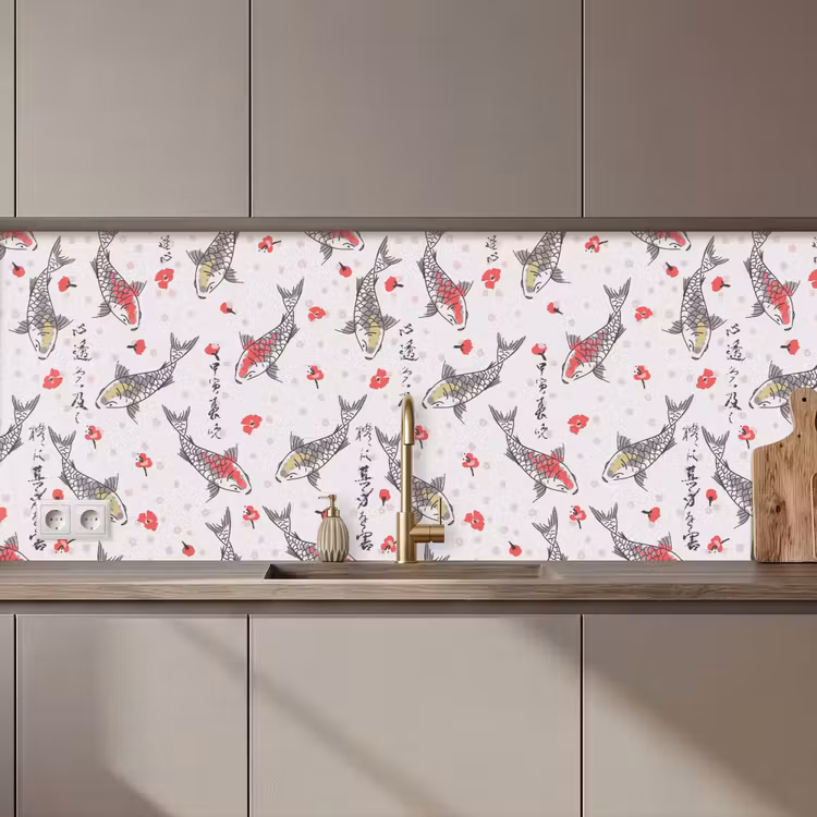 Kitchen splashback - Fish - Koi - Flowers - Patterns — 1