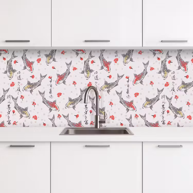 Kitchen splashback - Fish - Koi - Flowers - Patterns — 4