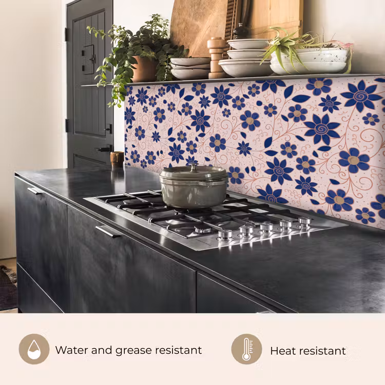 Kitchen splashback - Flowers - Blue - Japan - Patterns — 5
