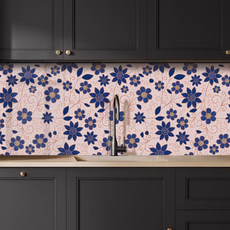 Kitchen splashback - Flowers - Blue - Japan - Patterns — 6