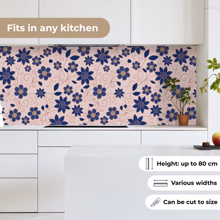 Kitchen splashback - Flowers - Blue - Japan - Patterns — 7