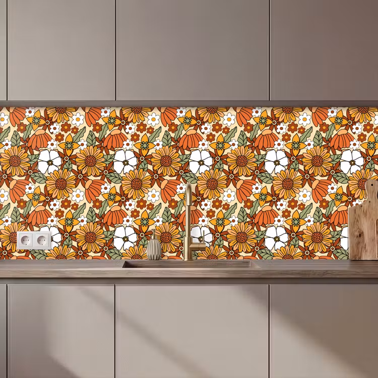 Kitchen splashback - Flowers - Vintage - Patterns — 1