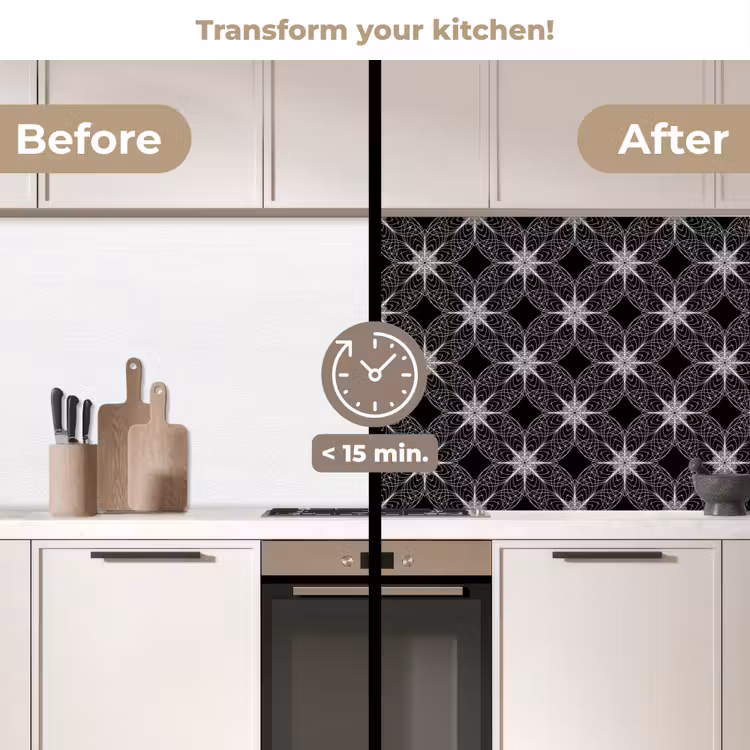 Kitchen splashback - Compass - Patterns - Black and White — 3