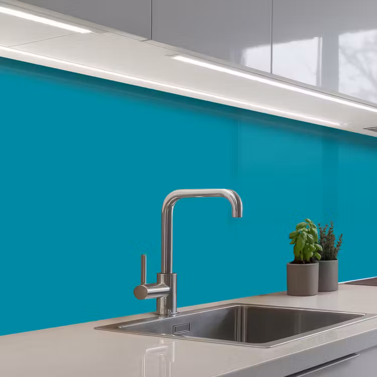 Kitchen splashback - Blue - Solid color — 2