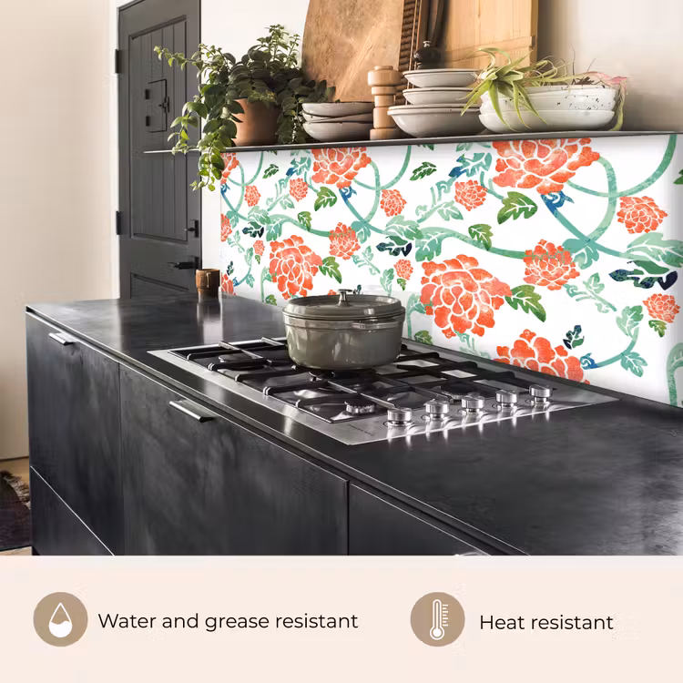 Kitchen splashback - Flowers - Leaves - Patterns - Watercolor — 5
