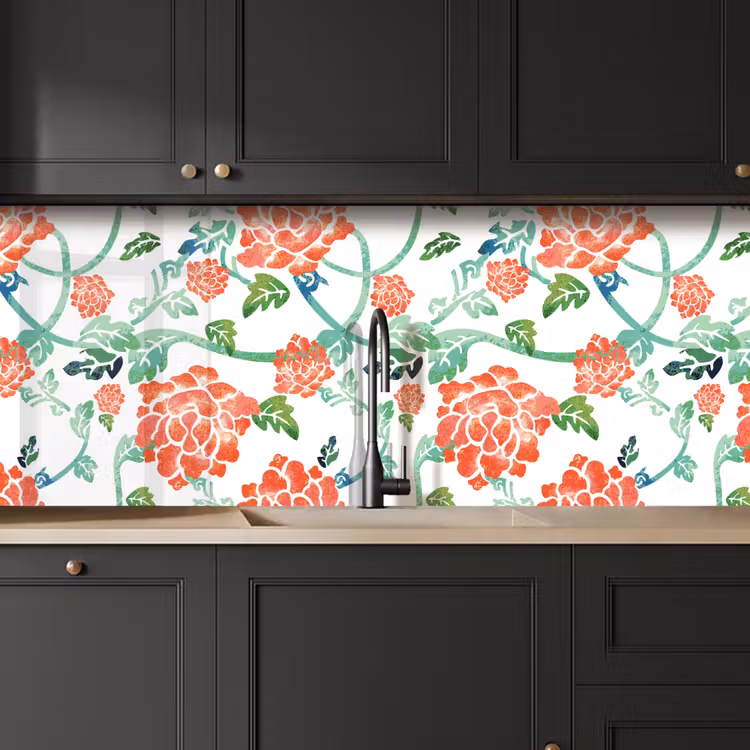 Kitchen splashback - Flowers - Leaves - Patterns - Watercolor — 6