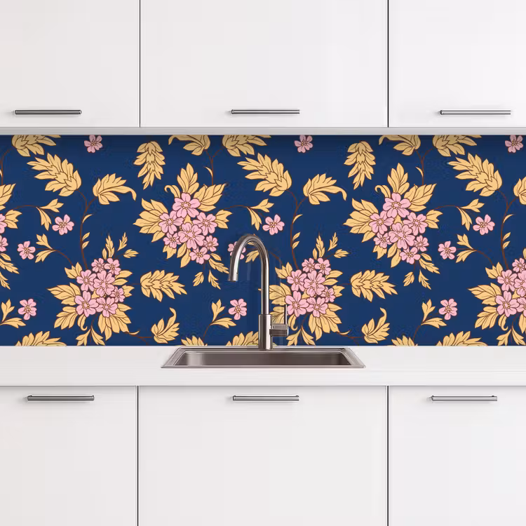 Kitchen splashback - Blossom - Leaves - Pink - Gold - Patterns — 4