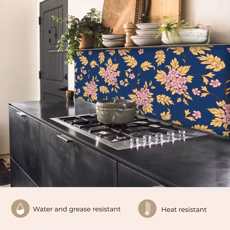 Kitchen splashback - Blossom - Leaves - Pink - Gold - Patterns — 5