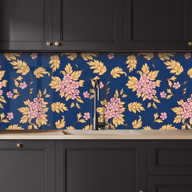 Kitchen splashback - Blossom - Leaves - Pink - Gold - Patterns — 6